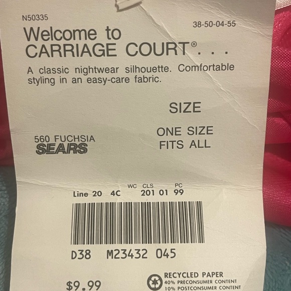 nylon nightgown vintage new w/tags one size 35 inches long embroidered top - Picture 6 of 6